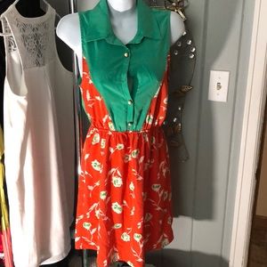 Everly green and orange dress size small